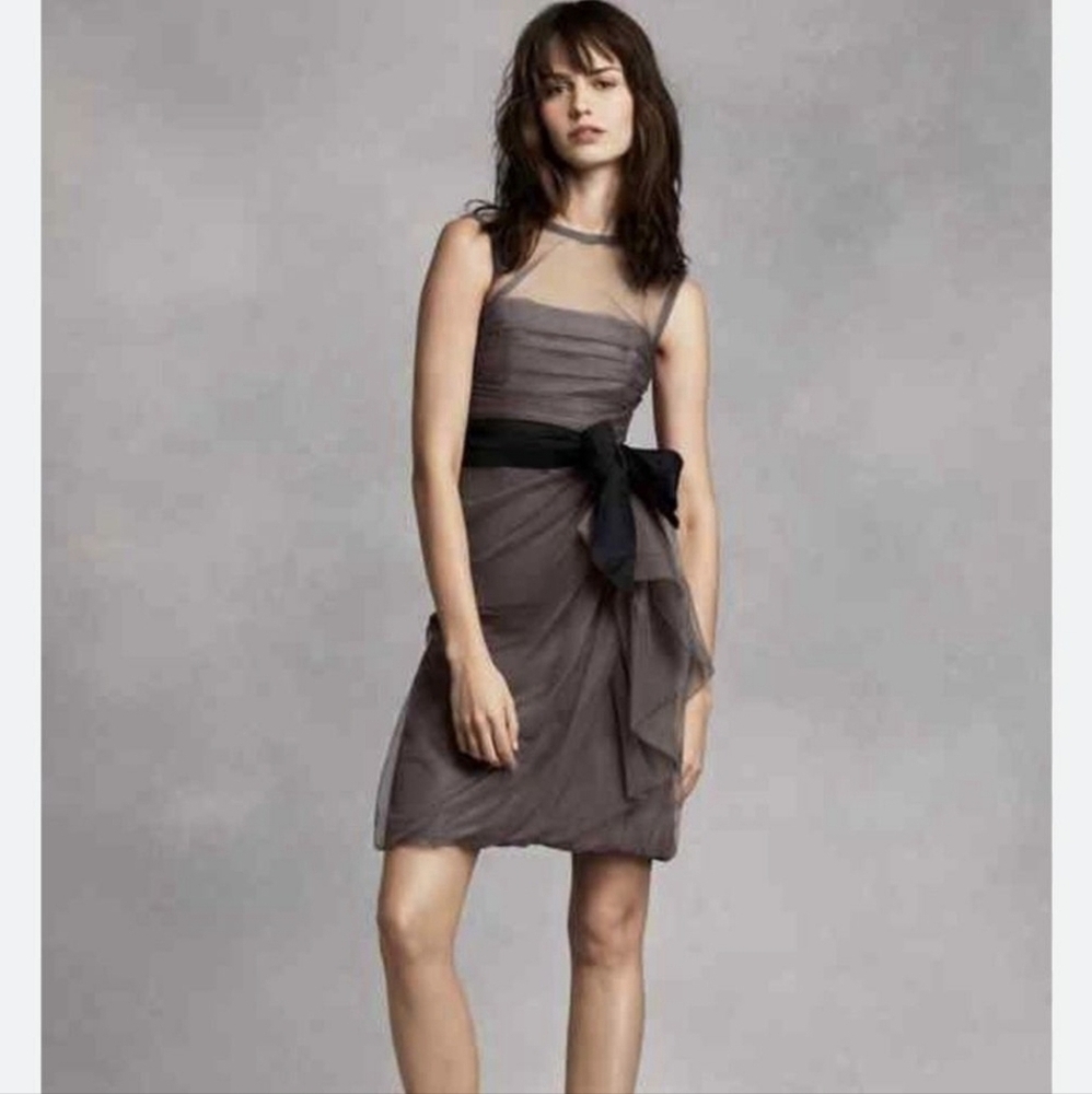 White by Vera Wang Gray Sheath Cocktail Dress